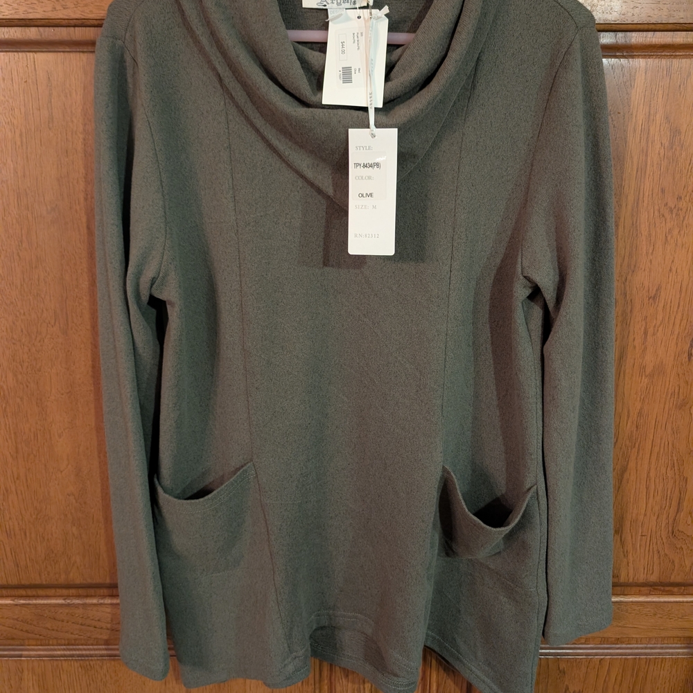 Aryeh Green Cowl Neck Sweater